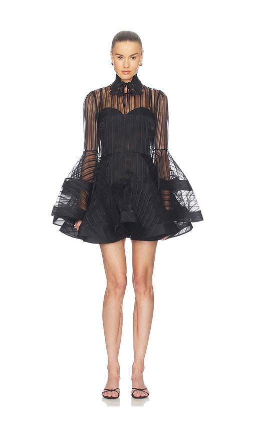 zimmermann valiant lantern mini dress in black. - size 1/s (also in 2/m, 4/xl)