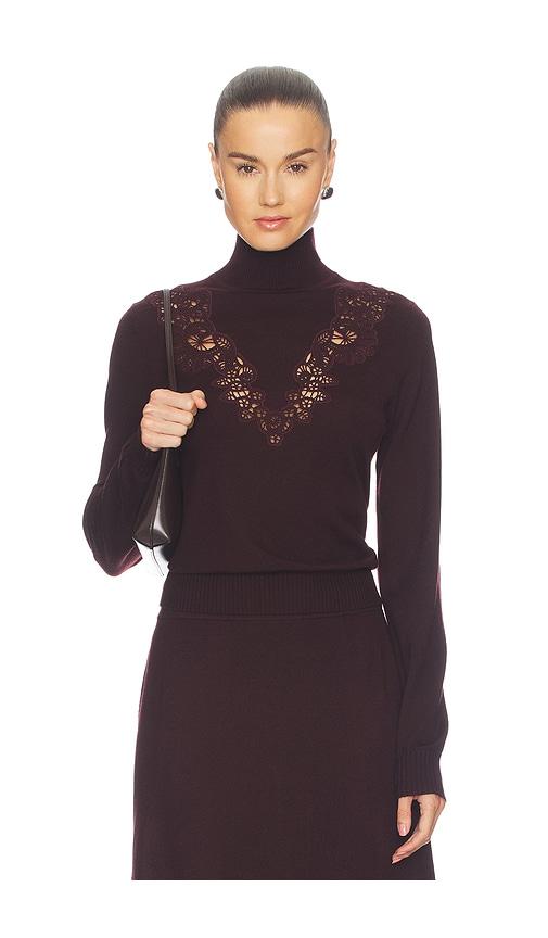 zimmermann valiant merino lace turtleneck in burgundy. - size 0/xs (also in 1/s, 2/m, 3/l, 4/xl)