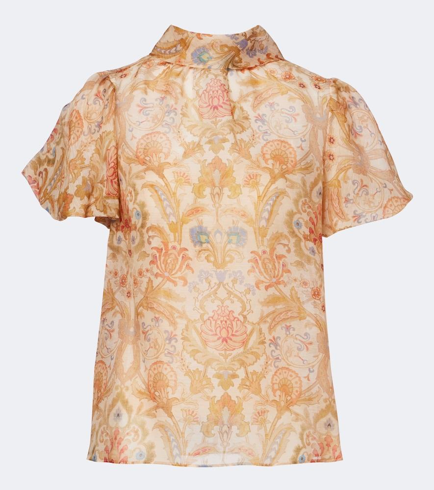 zimmermann valiant printed linen and silk top
