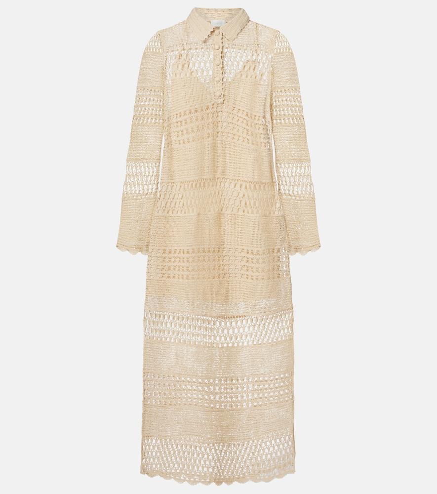 zimmermann wanderlust crochet cotton-blend midi dress