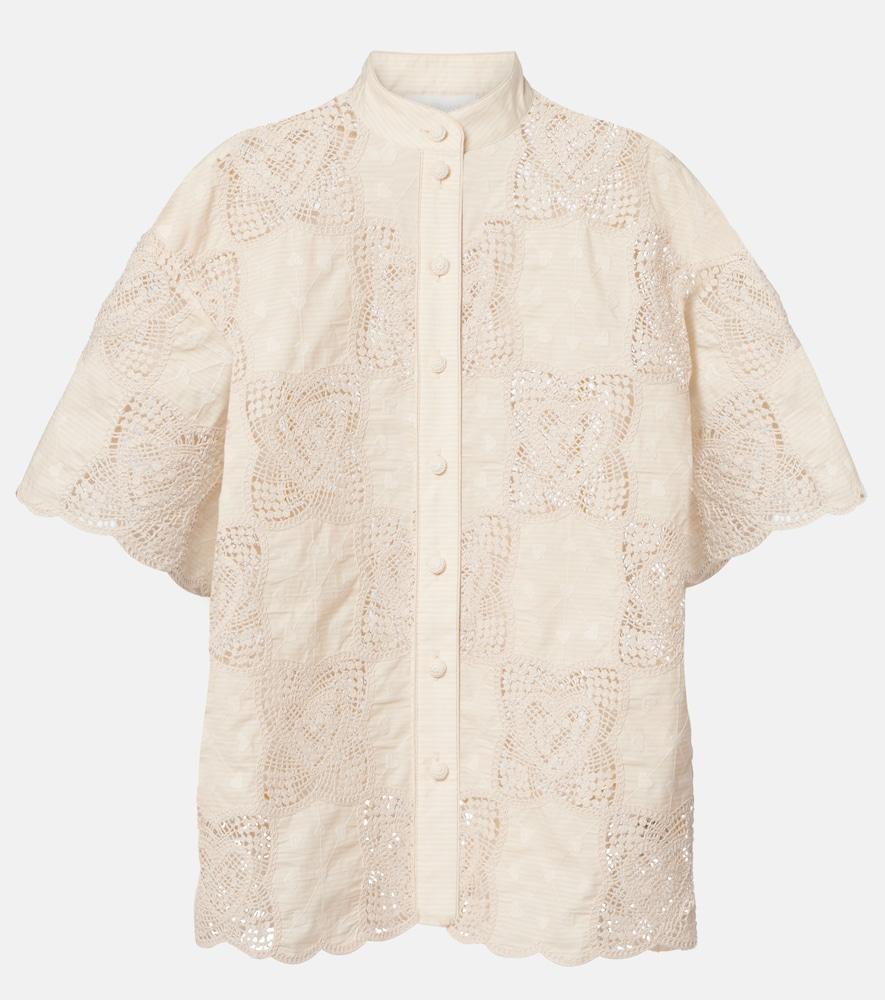 zimmermann wanderlust crochet cotton-blend shirt
