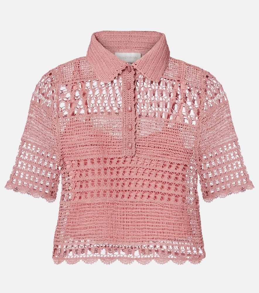 zimmermann wanderlust crochet cotton-blend top