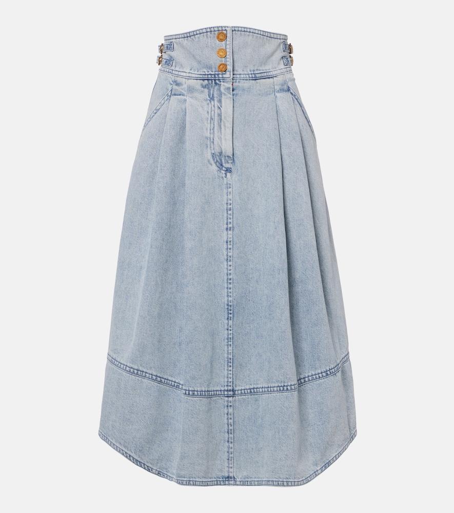 zimmermann wandlerlust denim midi skirt