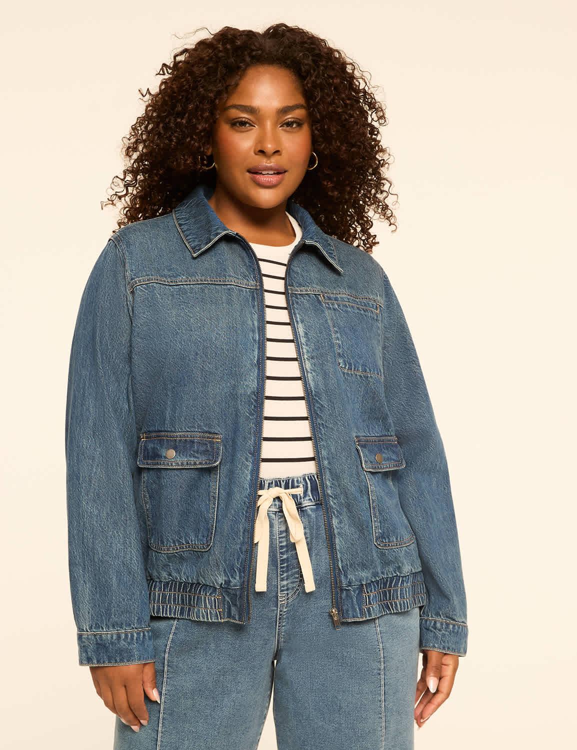 zip-front denim jacket